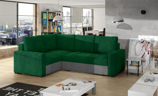 Eckcouch an L-Form, Canapé, Couch, gepolsstert Eckcouchen, Wunnlandschaft, Ledercouch, Miwwelen, Stoff.
