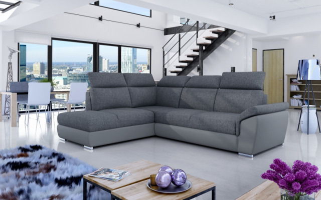 Stoff Ecksofa L-Form Sofa Couch Design Polster Modern Textil Bettfunktioun nei