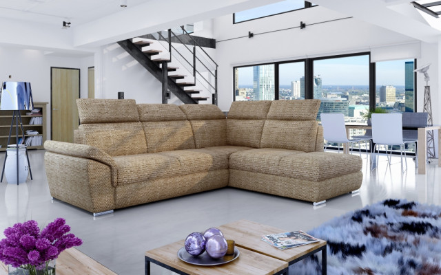 Stoff Ecksofa L-Form Sofa Couch Design Polster Modern Textil Bettfunktioun nei