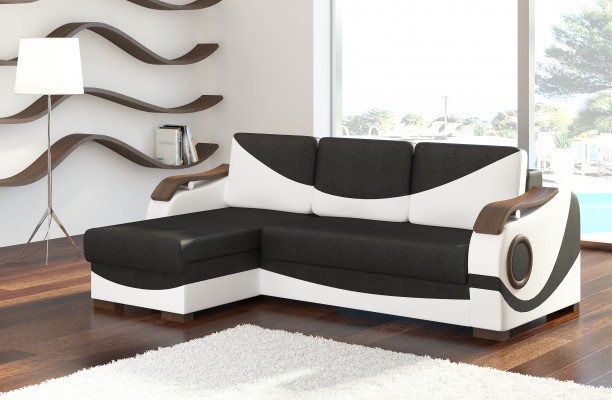 Bettfunktioun Funktiounsschlofsofa Ecksofa Textil Stoff Couch Polster Garnitur