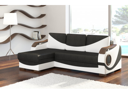 Bettfunktioun Funktiounsschlofsofa Ecksofa Textil Stoff Couch Polster Garnitur