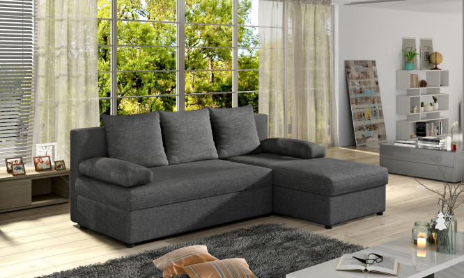 Modern Schlofcouch Couch Polster Eckschaaf Garnitur Schlaffunktion Textil Lieder