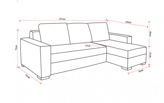 Design Ecksofa Newark Bettfunktioun Canapé Lieder Textil Canapéen Schloof Canapé