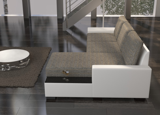 Wunnlandschaft Ecksofa Negro Bettfunktioun Couch Lieder Textil Sofae Schlof