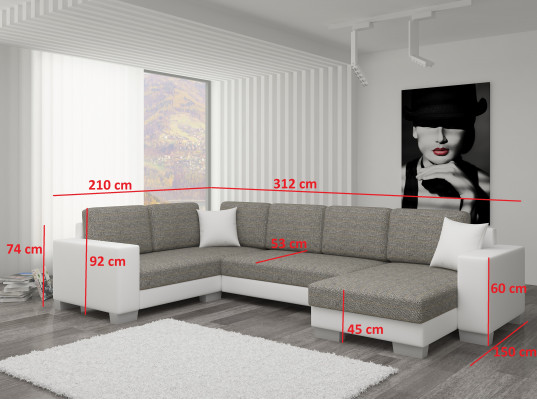 Wunnlandschaft Ecksofa Sofa Canapé Polster Textil Eck Textil Stoff Garnitur Nei