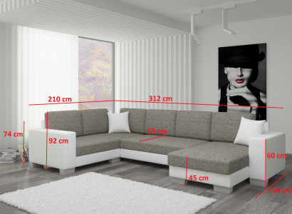 Wunnlandschaft Ecksofa Sofa Canapé Polster Textil Eck Textil Stoff Garnitur Nei