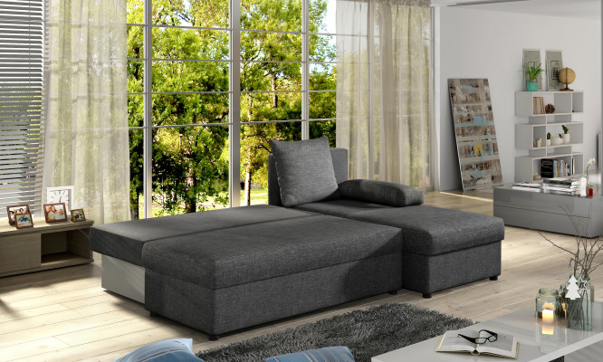 Modern Schlofsdivan Canapé Polster Sëtz Garnitur L Form Textilstoff Couch Lieder