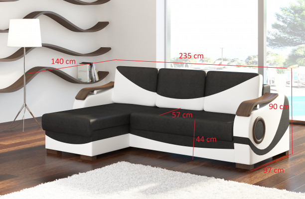 Design Ecksofa Perto Bettfunktioun Couch Polster Textil Sofae Couchen Schlof