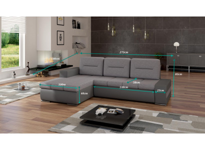 Design Ecksofa Ottavio mat Schloffunktion Couch Wohnlandschaft Sofa Schloffsofa