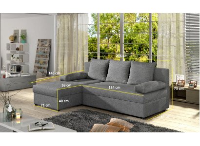 Modern Schlofsdivan Canapé Polster Sëtz Garnitur L Form Textilstoff Couch Lieder