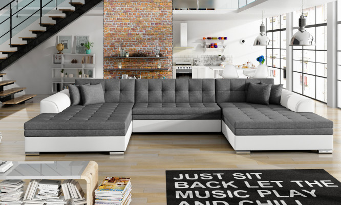 Design Ecksofa Schlofssofa Bettfunktioun Canapé Lieder Polster Textil Canapéën Nei 1070