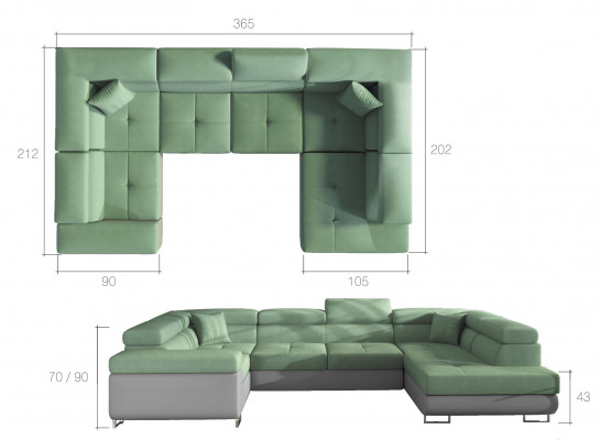 Wunnlandschaft Sofa Schlofssofa Couch Polster Eckgarnitur Bettfunktion
