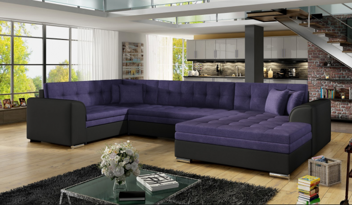 Design-Ecksofa Bettfunktioun Sofa Couch Polster Sofas Couchen Wunnlandschaft