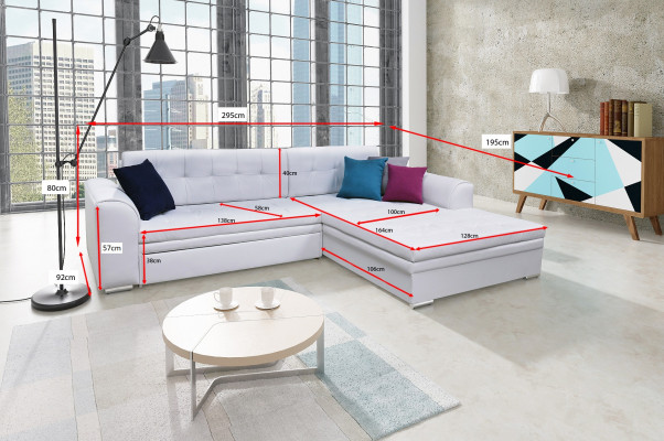 Design Ecksofa Bettfunktioun Couch Polster Sofae Textil Sofae Sofa
