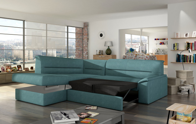 Design Ecke Sofa Elano L-Form Bettfunktion Canapé Lieder Textil Canapëen