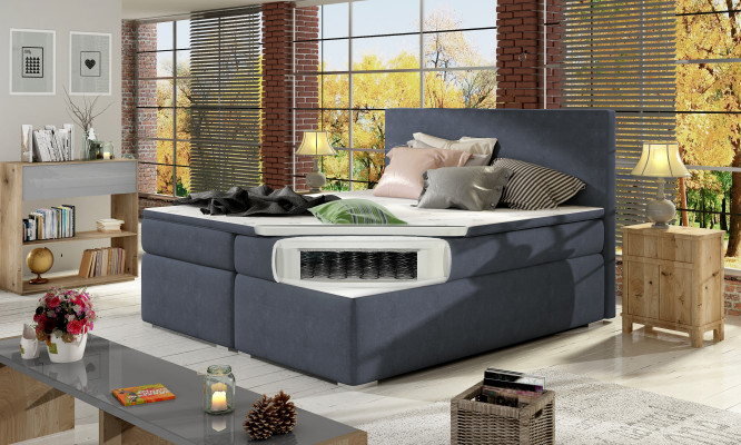 Liederbett, Polster, Bett, Boxspringbetten, Bettkëscht, Matratz, Topper