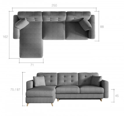 Schlofstull Sofa Polster Funktiounscouch Wunnzëmmer Ecksofa Textil Sëtz