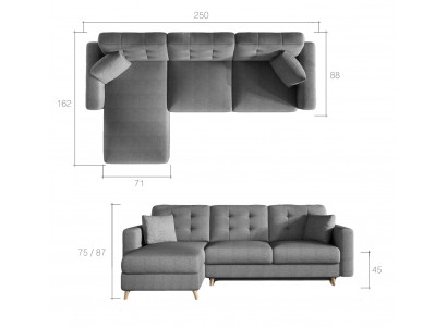 Schlofstull Sofa Polster Funktiounscouch Wunnzëmmer Ecksofa Textil Sëtz