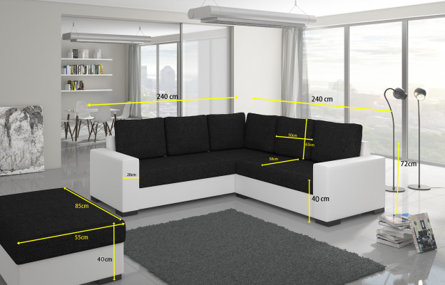 Design Schlafcouch Sofa Polster Miwwelstéck Wunnzëmmer Eckecksofa Sëtz Couch Stoff Garnitur