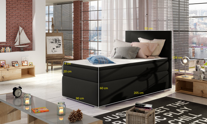 Boxspring Bett Hotel Better 90x200cm Lieder Komplett Bettkëschte Topper