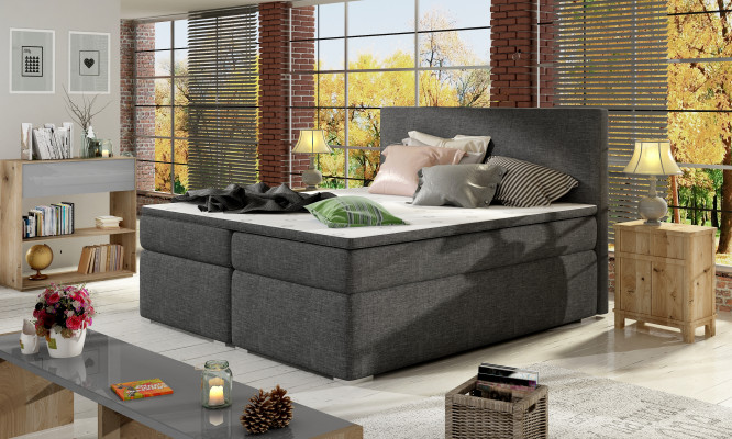 Liederbett, Polster, Bett, Boxspringbetten, Bettkëscht, Matratz, Topper