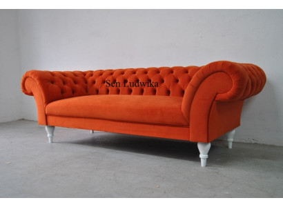 Stoffdesign Couchepolster Sofas Textil Modern Sofa Chesterfield 3 Sëtzer Orange