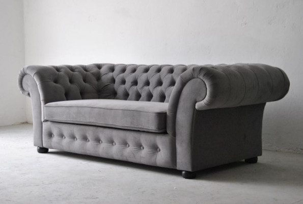 Canapé 3 Sëtzer Stoff Design Couch Polster Canapéen Textil Modern Chesterfield Gro