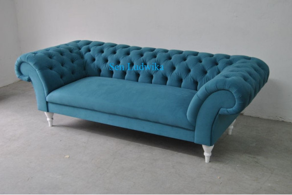 Textil 3 Sëtzer Blo Stëfter Design Couch Këssen Sofas Modern Sofa Chesterfield