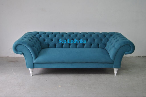 Textil 3 Sëtzer Blo Stëfter Design Couch Këssen Sofas Modern Sofa Chesterfield