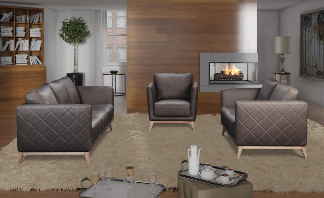 Lieder Design Couch Polster Sëtz 2+1+1 Garnitur Sofa Garnituren Kënschtleeder Set