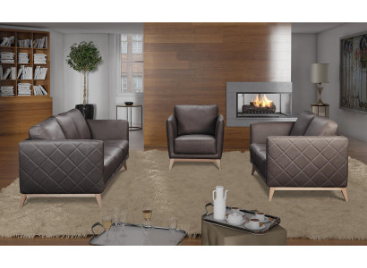 Lieder Design Couch Polster Sëtz 2+1+1 Garnitur Sofa Garnituren Kënschtleeder Set