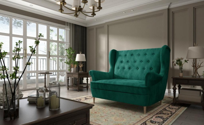 Chesterfield Bank Zweisitzer 2er Sofa Canapé Couchage Polster Samt Couchen