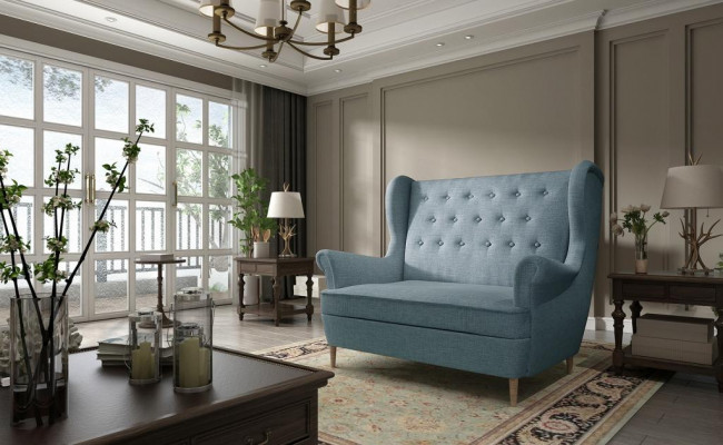 Chesterfield Bank Zweisitzer 2er Sofa Canapé Couchage Polster Samt Couchen