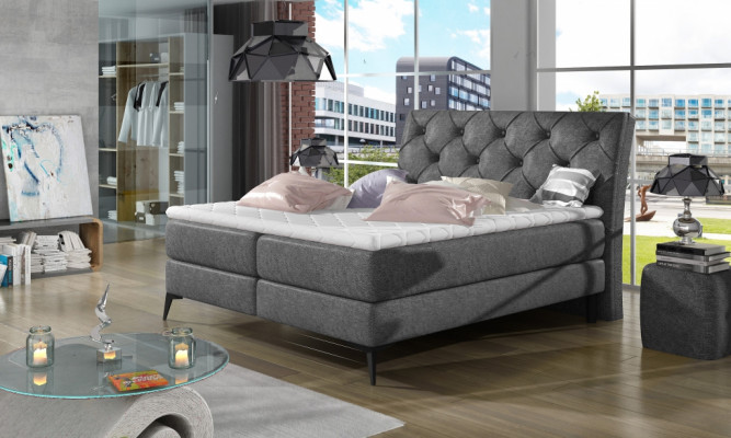 Chesterfield Sëlwer Gepolstert Bett Duebelbett Better Grouss XXL Designer Luxus