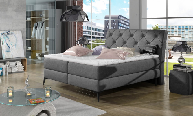 Chesterfield Sëlwer Gepolstert Bett Duebelbett Better Grouss XXL Designer Luxus