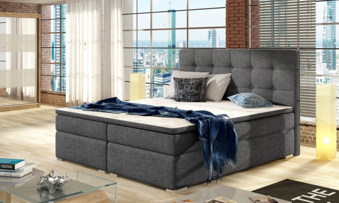 Komplett Set Matratz & Topper Boxspring Bett Polster Better Textil Stoff