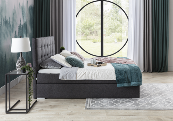 Komplett Set Matratz & Topper Boxspring Bett Polster Better Textil Stoff