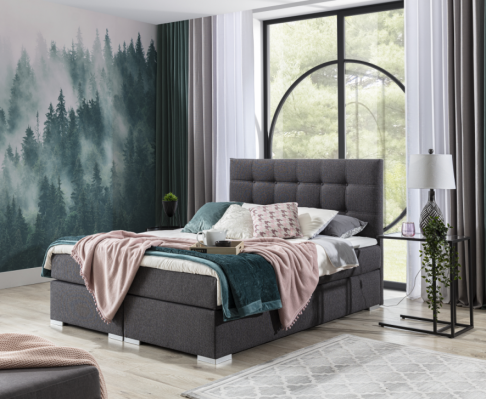 Komplett Set Matratz & Topper Boxspring Bett Polster Better Textil Stoff