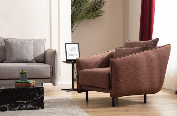 Fotell 3+3+1 Sëtzer Luxus Canapé brong Canapé-Set Canapéë Stoff Design