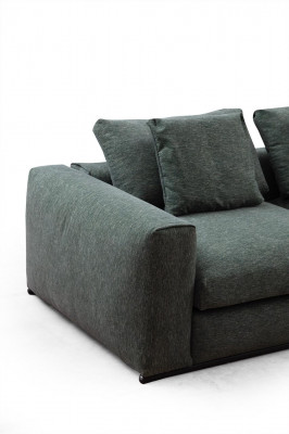Wunnlandschaft Ecksofa L-Form Holz mat Textil Modern Couch Nei gréng