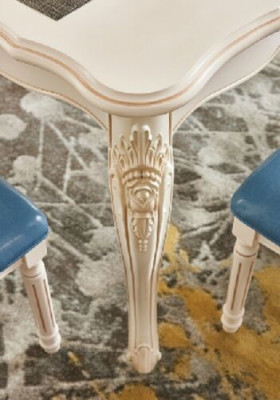 Iesszëmmer Miwwelen Iessdësch 6 x Stull Iess Set Holz Kichen Grupp Garnitur Nei 7tlg.