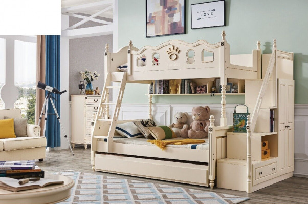 Etagenbett Bett Doppelstock Héichbett Kanner Better Holz Klassesch Miwwelen Zëmmer