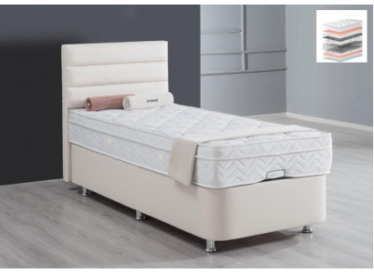 Bett beige Eenzelbett Metall Modern Schlofzëmmer Better Miwwelen 120x200