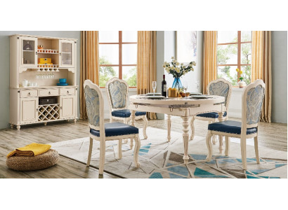 Grupp Iesszëmmer Dësch 4x Stull Set Holz Garnitur Dëscher Ronn 5tlz. Sets Miwwelen