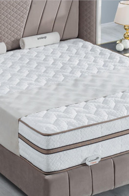 Luxus Schlofzëmmer Set Beige Bett 2x Nuetsdëscher Better Miwwelen Led 3tlg