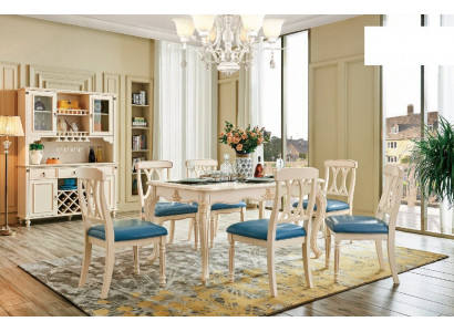 Iesszëmmer Iessdësch 6 x Still Iess Set Holz Kichen Grupp Schaf Miwwelen Neien 7 Stéck.