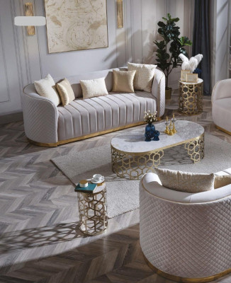 Oval Canapé Drësëtzeger Canapéë Miwwelen Sofa Ariichtung Wunnzëmmer Samett