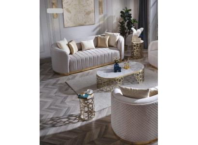 Oval Canapé Drësëtzeger Canapéë Miwwelen Sofa Ariichtung Wunnzëmmer Samett