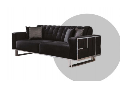 Dräisëtzer Canapé Canapé Miwwelen Ariichtung Canapéen Canapéen Schwaarz Polsterung