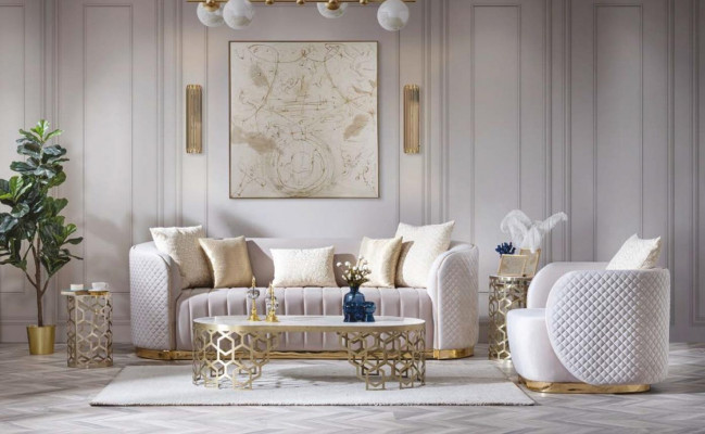 Luxus Sofa Canapé 3+1 Miwwelen Canapéen Sofagarnitur Chesterfield 2-Deel.